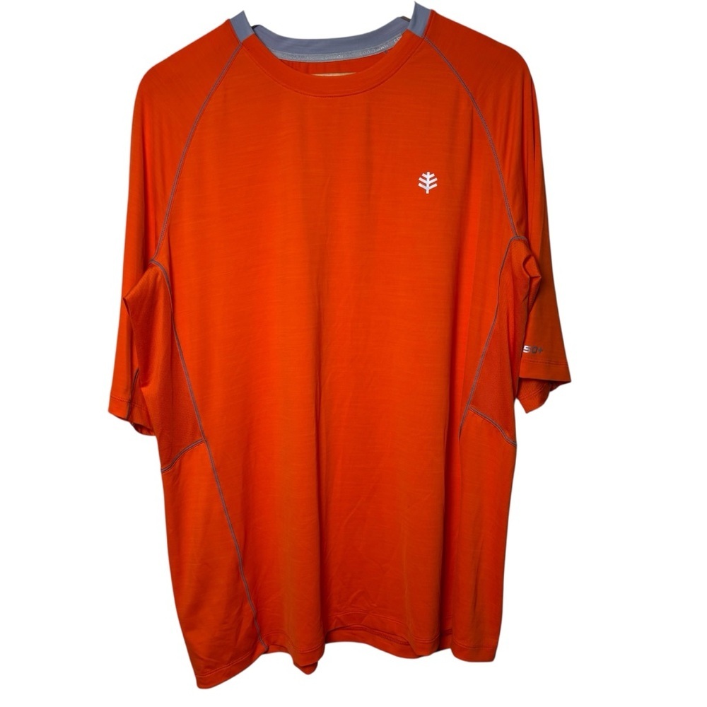 Coolibar Shirt Men XL Orange Agility Performance Short Sleeve UPF50+ UV Sun NWOT